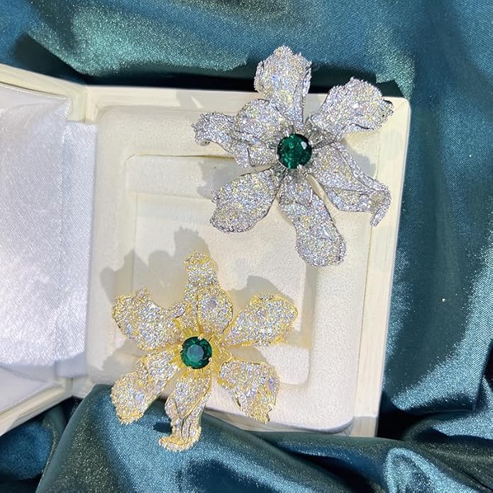 UNVAK Rhinestone Flower Brooch - Crystal Flower Pin for Women - Valentine's Day & Mother's Day Gift