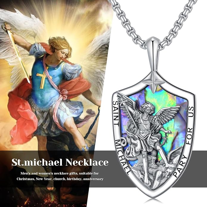 Taioiat Saint Necklace 925 Sterling Silver St Necklace Amulet Pendant Jewelry Religious Gift for Men Women