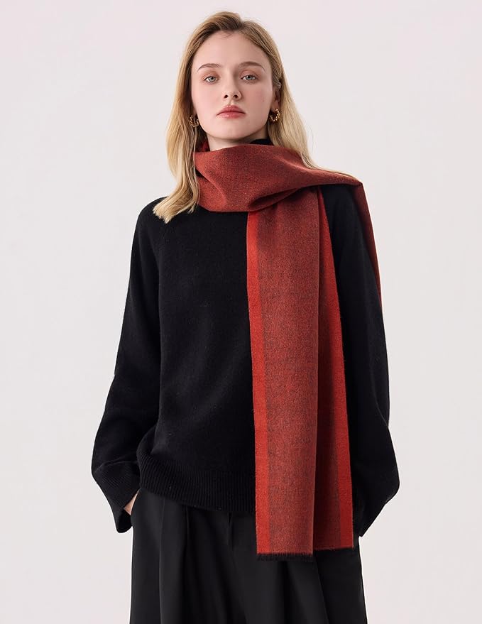 ZHE JIN Luxurious Silk Scarf for Women, Warm Soft Scarves Winter Gift for Her, 100% Brushed Mulberry Silk, Gentleman, 71"x12"