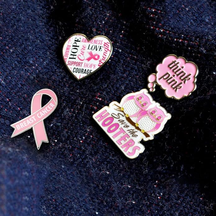 PinMarts Breast Cancer Ribbons and Breast Cancer Awareness Enamel Pins - Perfect Breast Cancer Gifts for Women, Events, Fundraisers, and Breast Cancer Awareness Decoration