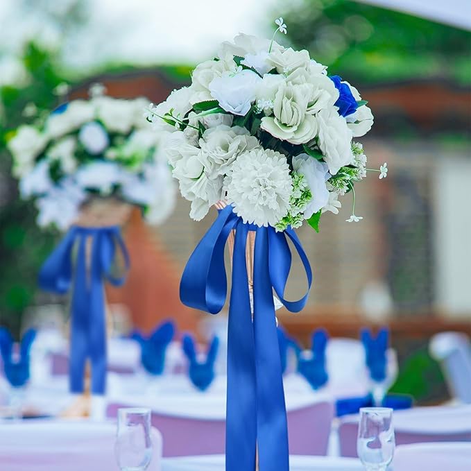 LEEQE Double Face Royal Blue Satin Ribbon 1-1/2 inch X 25 Yards 100% Polyester Royal Blue Ribbon for Gift Wrapping Very Suitable for Weddings Party Hair Bow Invitation Decorations and More