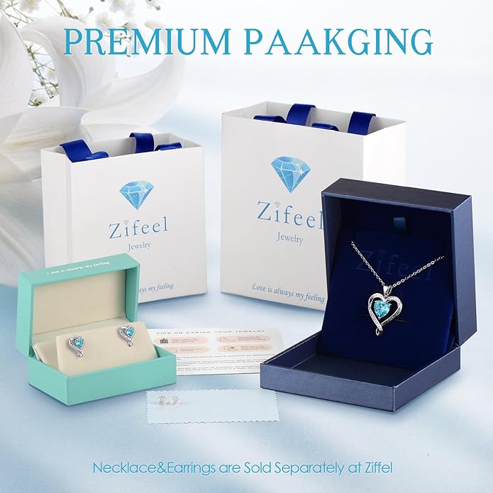 Earrings for Women, S925 Sterling Silver Rose Gold Birthstone Heart Studs Earring for Girlfriend Wife, Anniversary Birthday Christmas Valentines Mothers Day Gifts Jewelry for Women Wife Her Mom