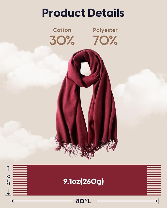 maamgic Women's Winter Scarf Soft Warm Scarf for Women Cozy Shawl Wraps for Women Lightweight Pashmina Style Wrap