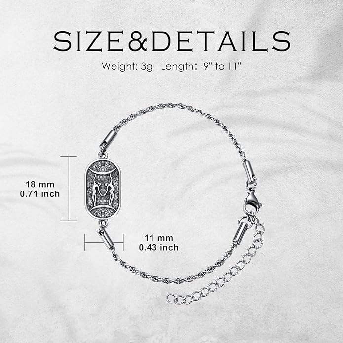 SIMONLY Zodiac Bracelet 925 Sterling Silver Constellation Anklet Horoscope Zodiac Jewelry Christmas Birthday Astrology Gifts for Women Men Unisex
