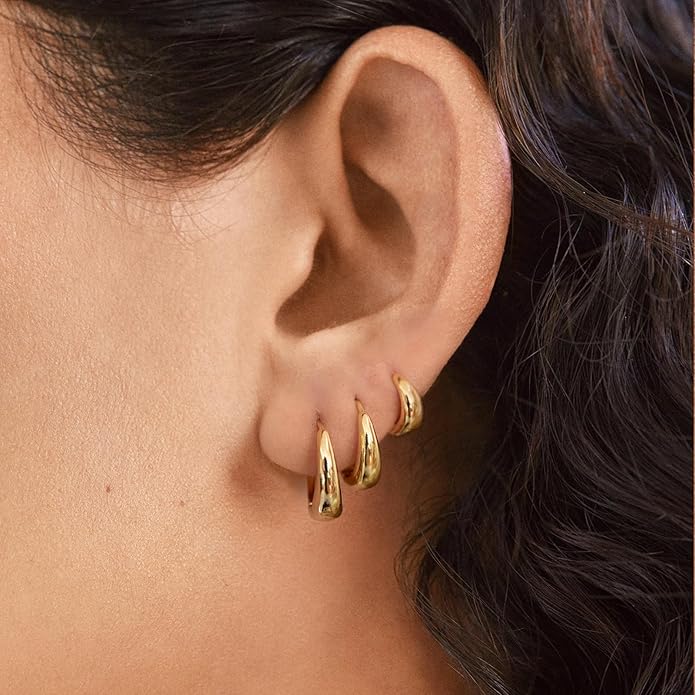 Hoop Earrings for Women 14K Gold Plated/Silver Hoops Simple Knot Huggie Small Hoop Earrings Set Trendy Hoops Everyday Wear Earrings for Women Jewelry