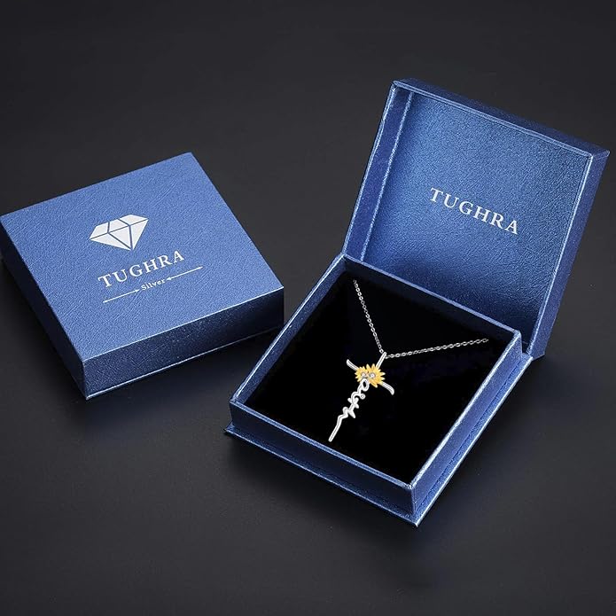 TUGHRA Evil Eye Necklace S925 Sterling Silver Evil Eye Pendant Necklaces Protection Jewelry Amulet Gift for Women Girls Boys Men Birthday Anniversary
