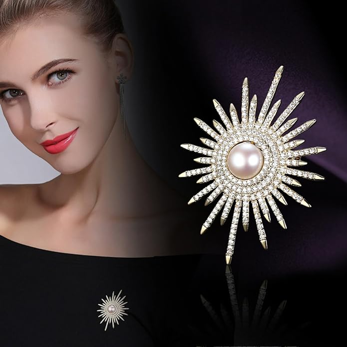 Sunflower Brooch Pins Sunflower Pearl Brooch for Women Sunflower Rhinestone Brooches Pins Flower Broochs Pins Pearl Pines for Clothes Lapel Badge Brooches Pines for Lanyards Backpacks Clothes Hats Jackets