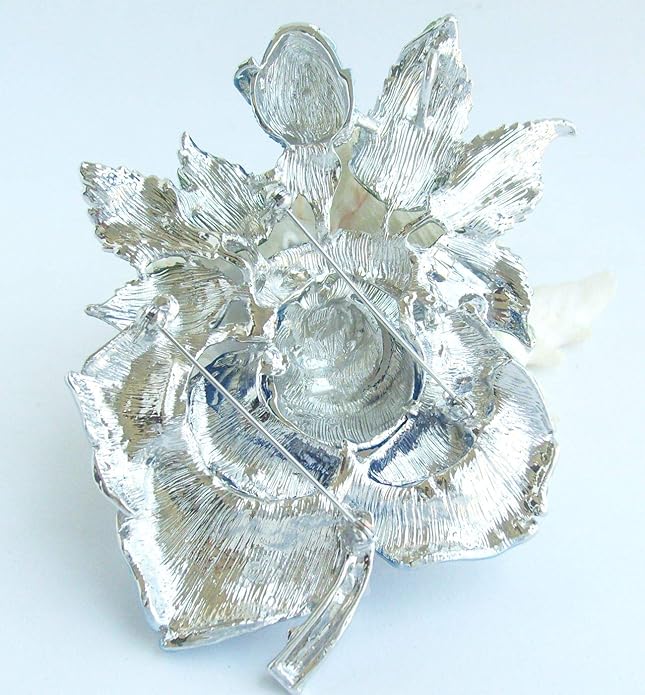 Gorgeous Wedding 5.32" Big Rose Flower Brooch Pin Austrian Crystal Pendant BZ2994