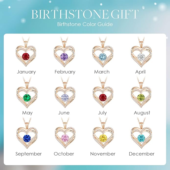 CDE Forever Love Heart Necklaces for Women, Wedding Anniversary, Birthday Mothers Day Gifts for Mom, Mother, Wife, Girlfriend, S925 Silver Jewelry with Birthstone Pendant