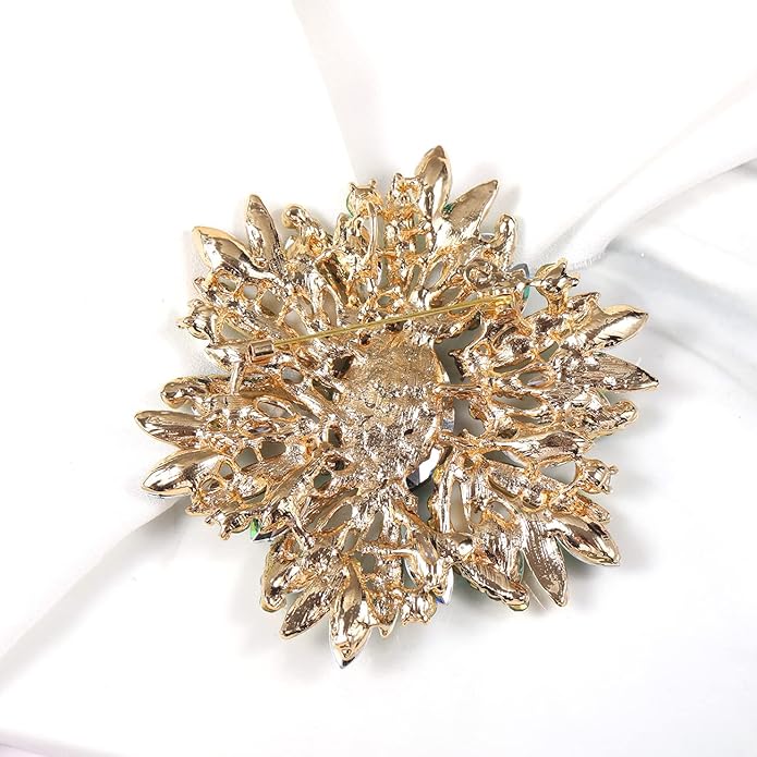 YOQUCOL Sunflower Shape Crystal Big Large Heavy Brooch Pin Rhinestone Scarf Decoration Corsage Cloth Pin for Women Girls