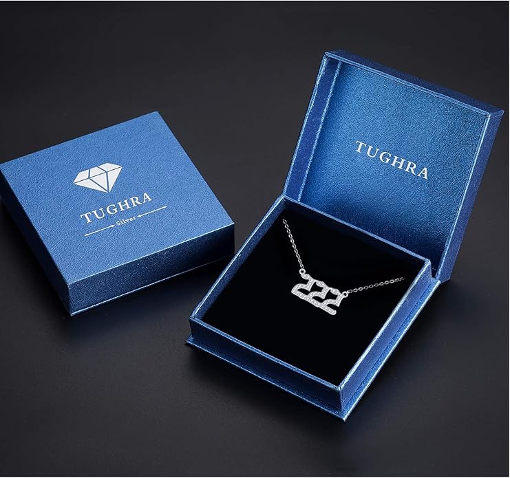 TUGHRA Evil Eye Necklace S925 Sterling Silver Evil Eye Pendant Necklaces Protection Jewelry Amulet Gift for Women Girls Boys Men Birthday Anniversary