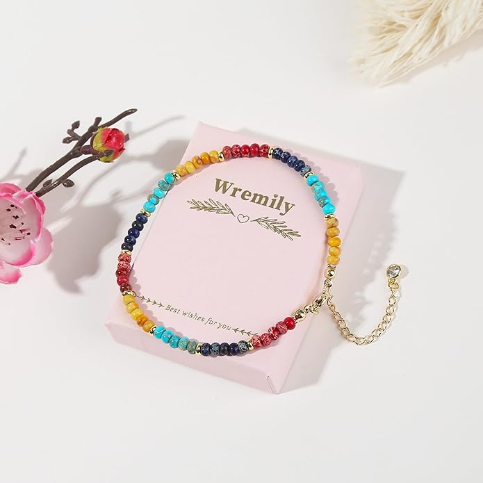Natural Stone Beaded Anklets Bracelets for Women Handmade Beaded Anklet Bracelet Waterproof Boho Beads Ankle Bracelet Adjustable Summer Jewelry