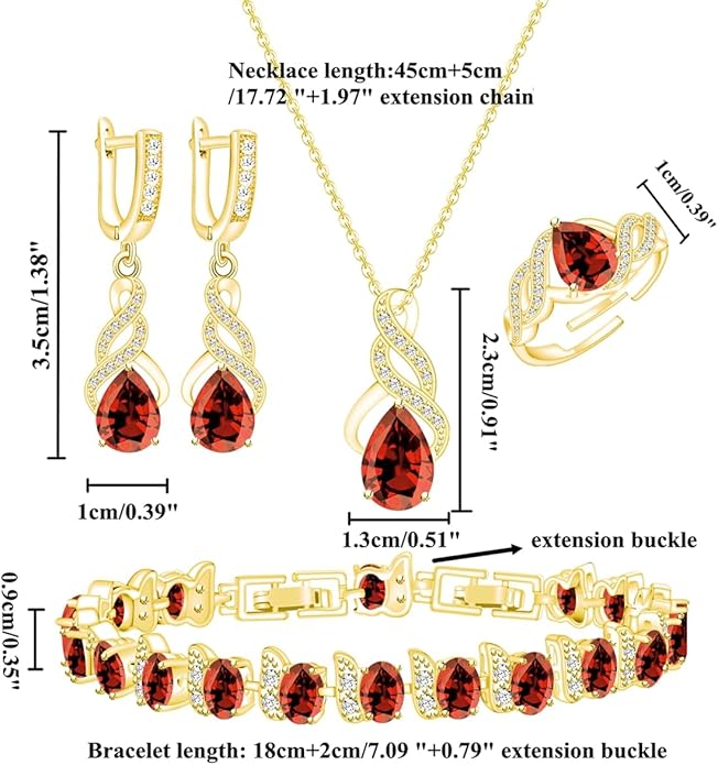 ZCGJWE Wedding Jewelry Set for Women Gem Necklace Earrings Bracelet Luxury Jewelry Set Birthday Valentine's Day Mother's Day Christmas Prom Jewelry Gift