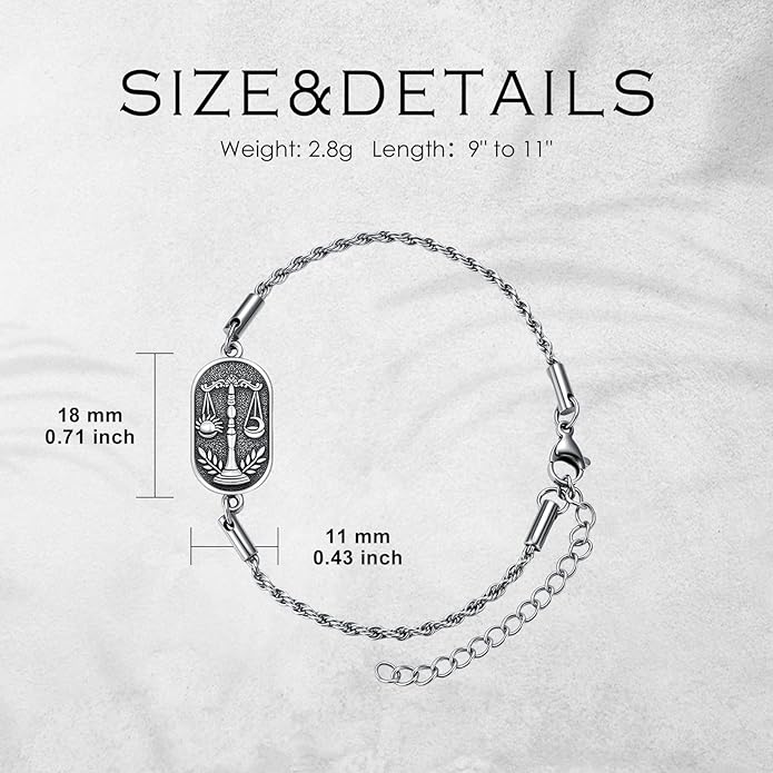 SIMONLY Zodiac Bracelet 925 Sterling Silver Constellation Anklet Horoscope Zodiac Jewelry Christmas Birthday Astrology Gifts for Women Men Unisex