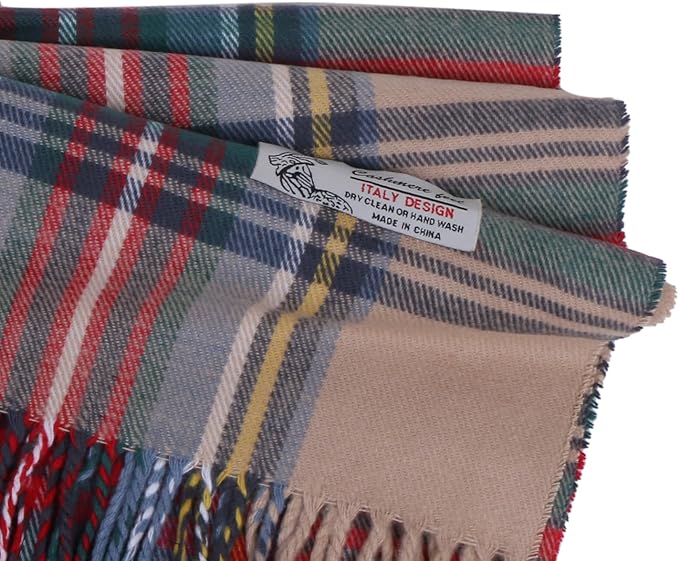 TZ Promise Tartan Plaid Cashmere Feel Classic Soft Luxurious Winter Scarf For Men Women