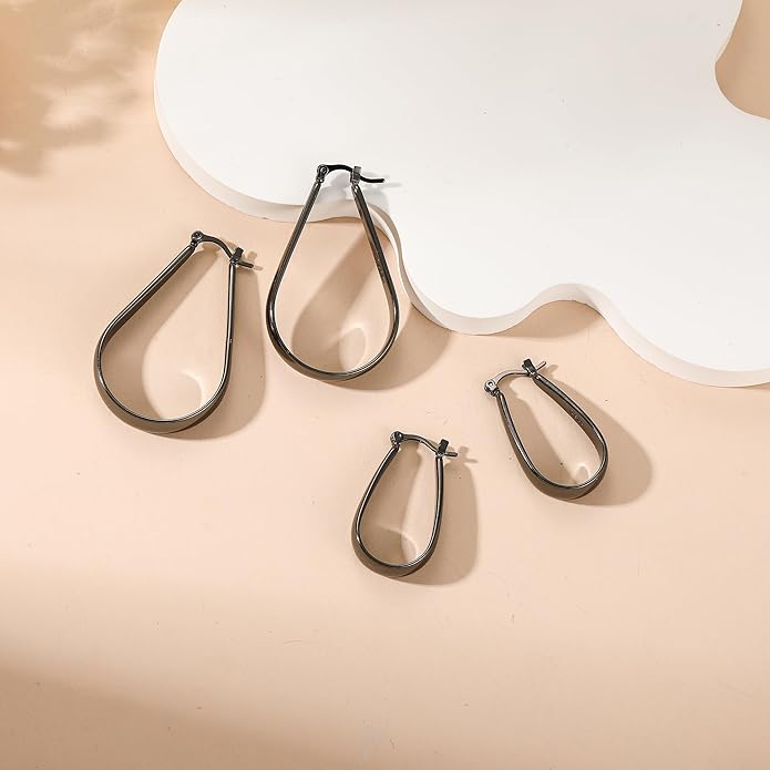 Sterling Silver Hoop Earrings for Women Large Oval Hoop Earrings Lightweight Big Gold Hoops Earrings Hypoallergenic 14K Gold Plated Hoops Earrings Non Tarnish Jewelry Gifts 20/30/40mm