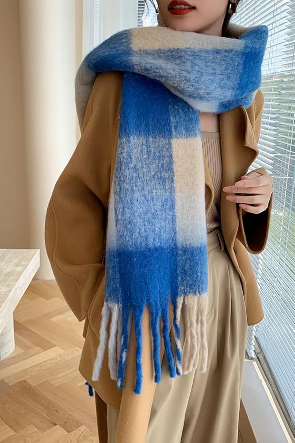 Wander Agio Winter Women Warm Scarf Long Shawl Large Scarves Cold Weather Thick Blanket Scarfs Colorful Plaid