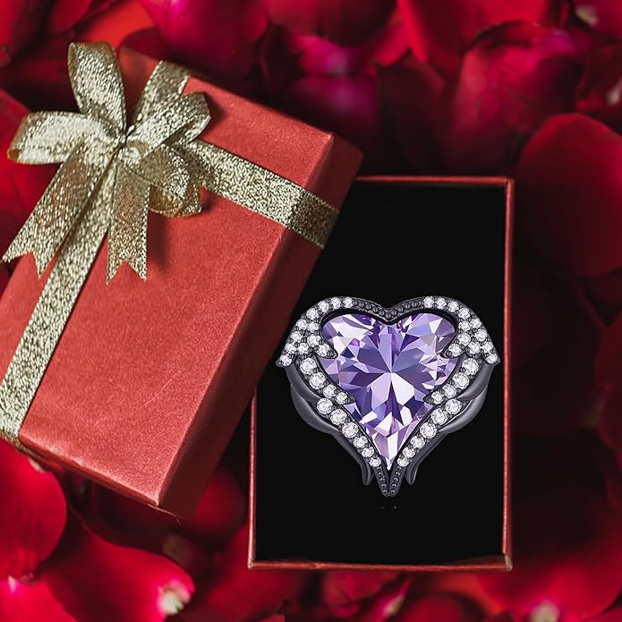 Brooches for Women Purple Heart Crystal - Austrian Rhinestone Scarf Brooch Pin Jewelry - Ladies Wedding Bouquet Broach for Birthday, Christmas, Anniversary