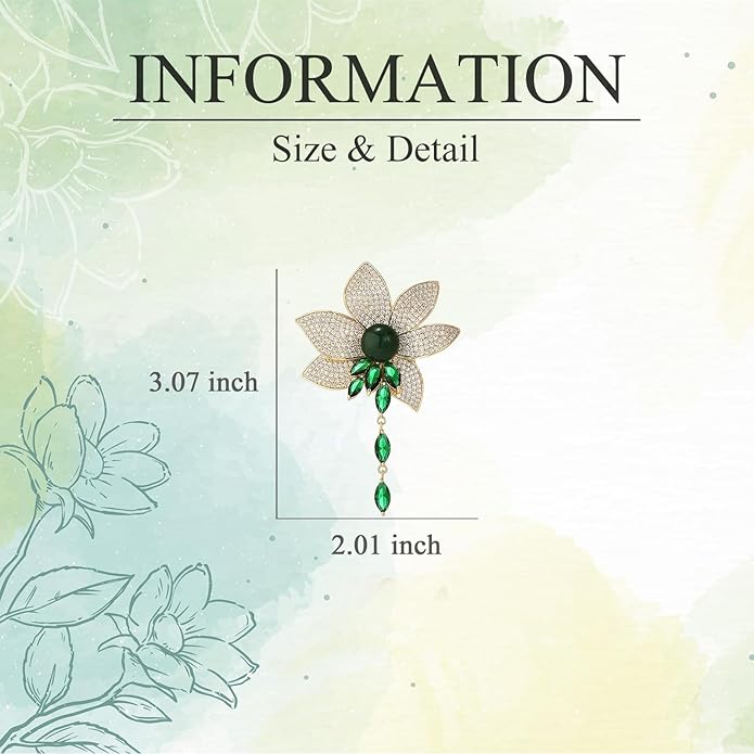 Flower Brooch for Women Girls Flower Rhinestone Brooch Gold Plated Lapel Pin Clothing Accessory Wedding Gift Fashion Jewelry for Mom Wife