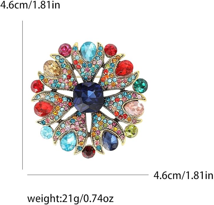Vintage Rhinestone Flower Brooch for Women Dainty Crystal Flower Brooch Pin Stylish Crystal Brooch Elegant Clothing Hat Bag Accessories
