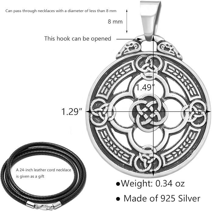 S925 Sterling Silver Viking Pendant, Norse Mythology Inspired Men's Jewelry, Perfect for Necklaces, Gift for Father's Day, Christmas, Birthday