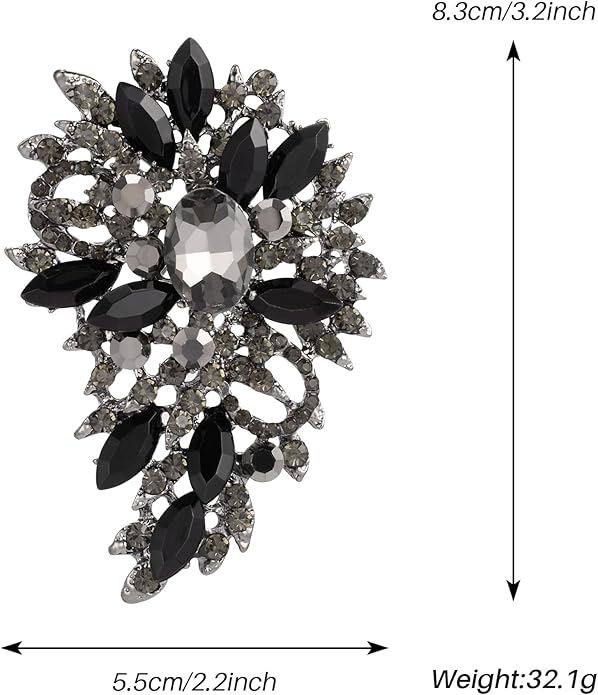 SELOVO Women's Rhinestone Crystal Wedding Flower Leaf Sparkle Brooch Pin