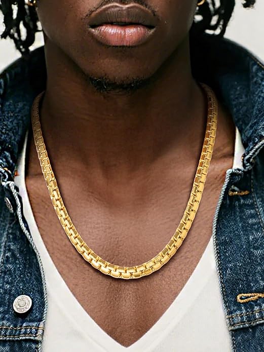 PROSTEEL Stylish Stainless Steel Round Link Chain Necklace for Men, 2mm/4mm/6mm/8mm. Silver/Gold/Black Tone, Hypoallergenic Jewelry, 14"-30", Come with Box