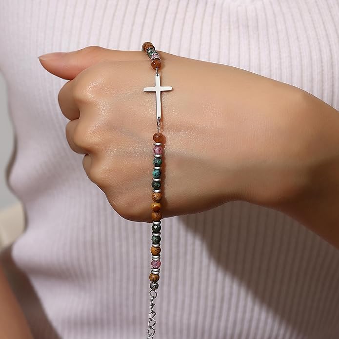 TONY & SANDY Christian Cross Bracelet for Women, Stocking Stuffers for Women, Confirmation Baptism Easter Gifts, Unique Gift for Friends Daughter Mom Sister in Christ on Birthday Christmas