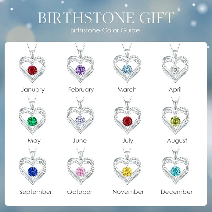 CDE Forever Love Heart Necklaces for Women, Wedding Anniversary, Birthday Mothers Day Gifts for Mom, Mother, Wife, Girlfriend, S925 Silver Jewelry with Birthstone Pendant
