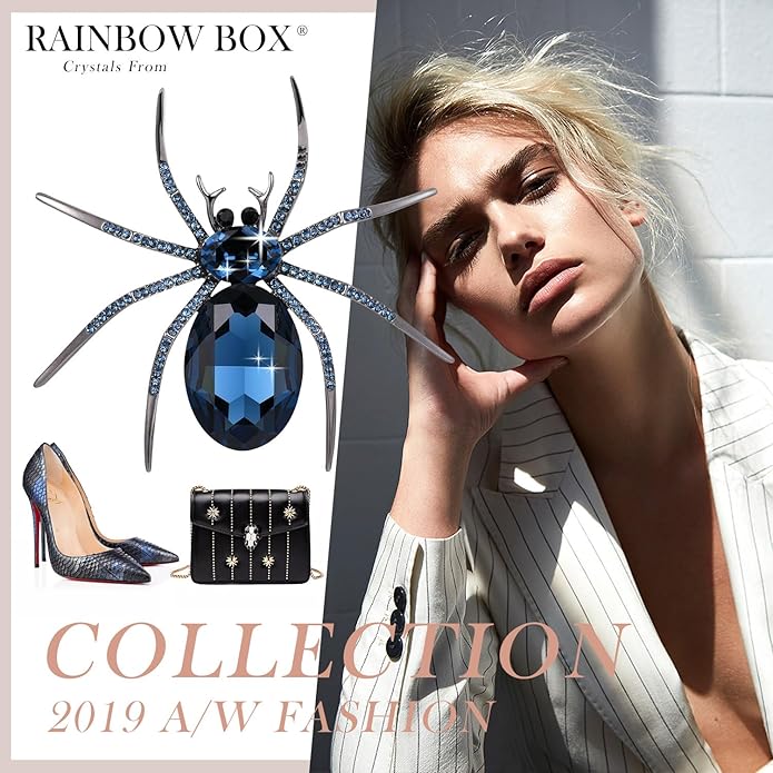 RAINBOW BOX Brooch Pins Rhinestone with Austria Crystal Jewelry Women's Brooches & Pins