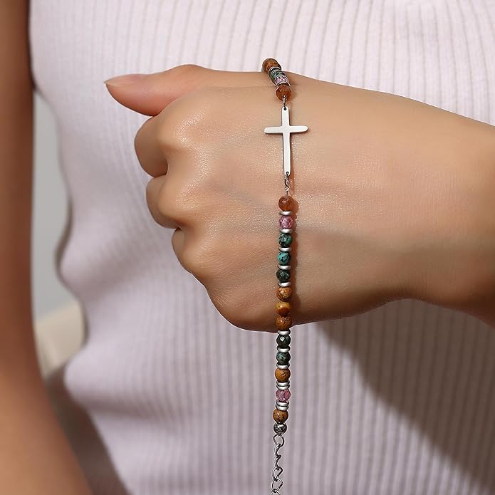 TONY & SANDY Christian Cross Bracelet for Women, Stocking Stuffers for Women, Confirmation Baptism Easter Gifts, Unique Gift for Friends Daughter Mom Sister in Christ on Birthday Christmas