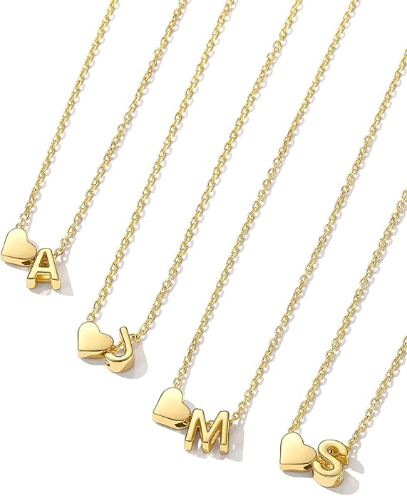ChicSilver 925 Sterling Silver Heart Initial Necklaces for Women -Dainty Personalized Heart Pendant Letter Alphabet Necklace for Women
