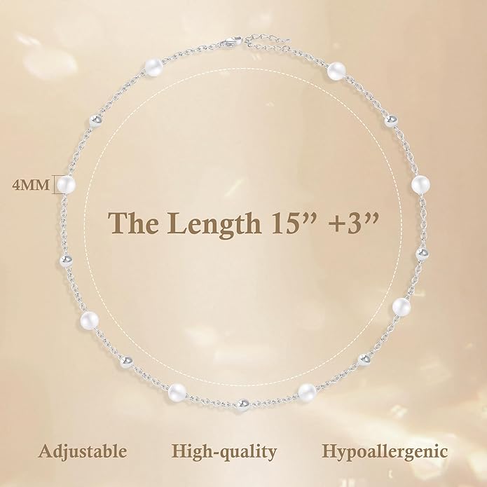 SmileBelle Pearl Necklaces for Women, Daisy Pearl Choker as Y Shaped Pearls Jewelry Gold Heart Necklace for Anniversary Birthday Gifts White Baroque Necklace as Wedding Jewelry