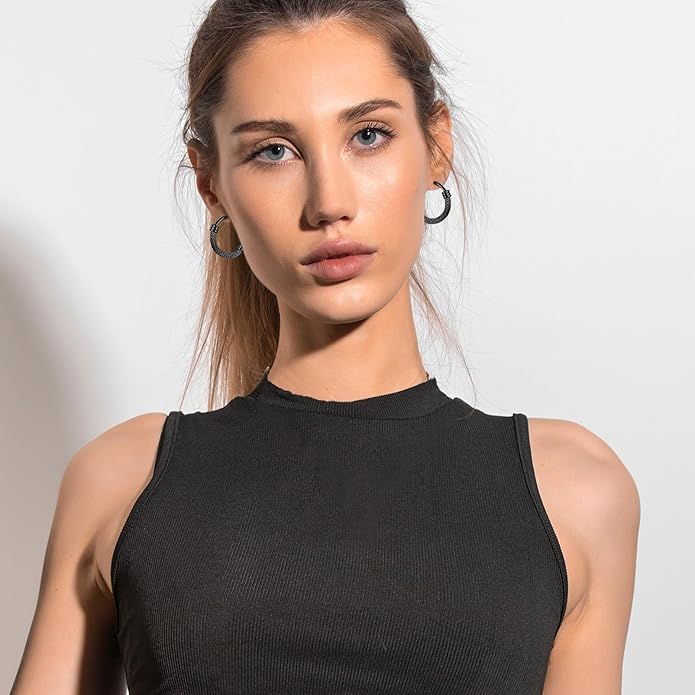 PROSTEEL 30/40/60/80/100mm Chunky Hoop Earrings For Women Gold Plated/Black Stainless Steel Hoops Earrings Statement Jewelry