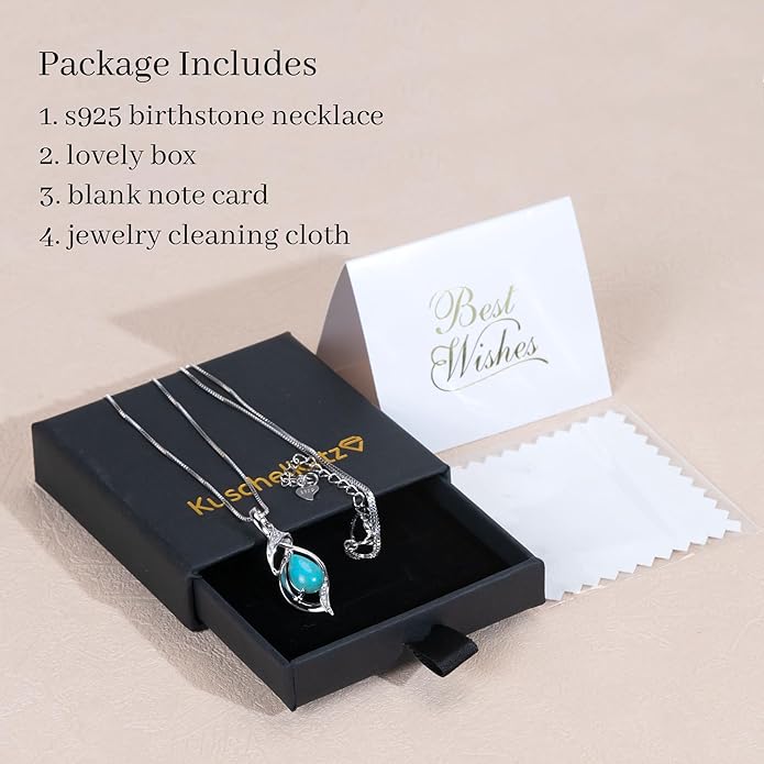 Birthstone Necklace for Women 925 Sterling Silver Necklace Birthday Gifts for Women Mom Wife 18"+2" Inch