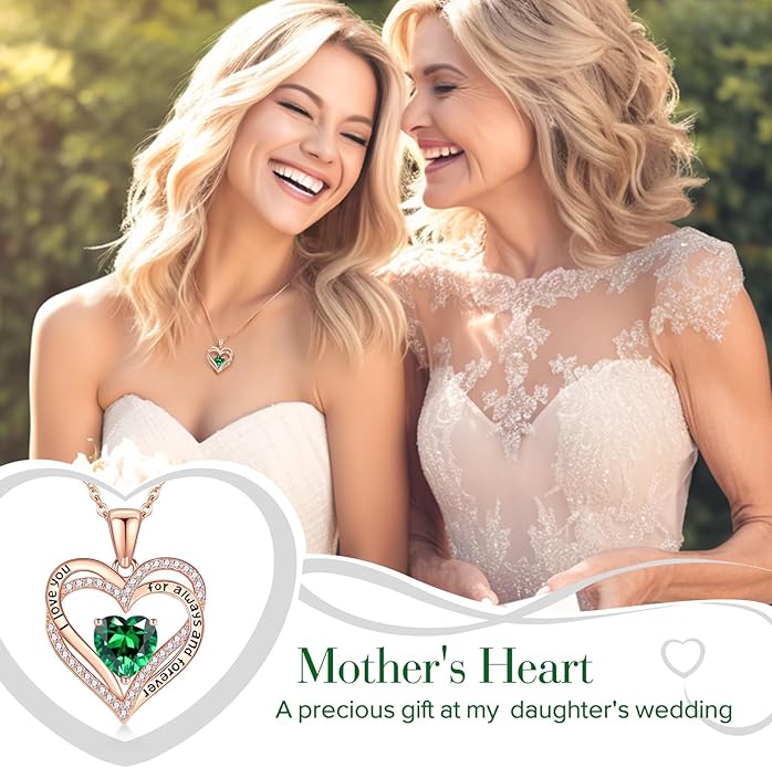 Vakki Birthstone Jewelry for Women Pendant Necklace 925 Sterling Silver Heart Necklace Birthday Gifts for Wife Daughter Girlfriend