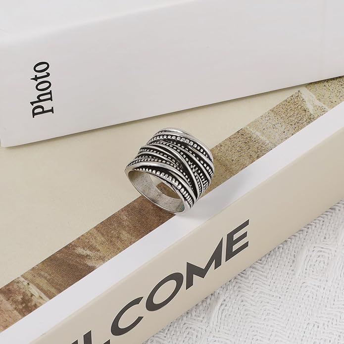 2 Tone Intertwined Crossover Statement Ring Fashion Chunky Band Rings for Women Wide Index Finger Rings Costume Jewelry