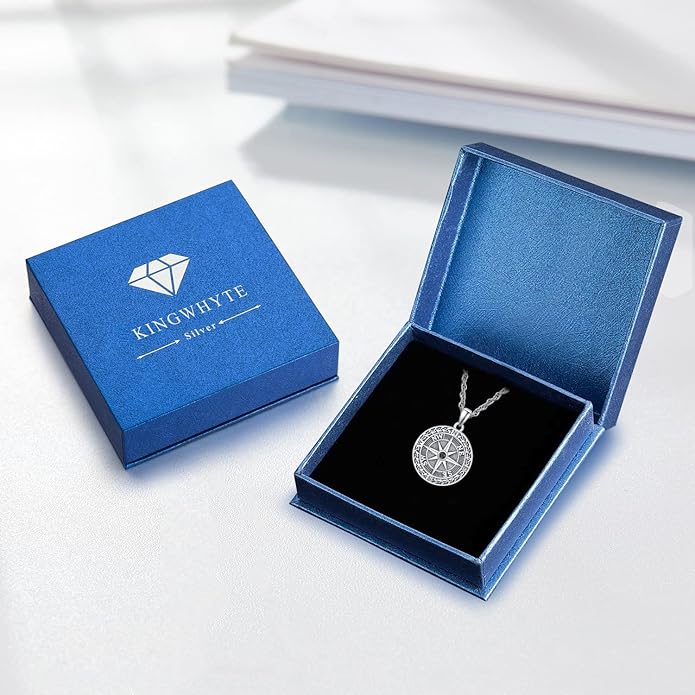 KINGWHYTE Compass Necklace for Men 925 Sterling Silver Birthday Gifts Graduation Travel Jewelry for Husband Brother with Stainless Steel Chain