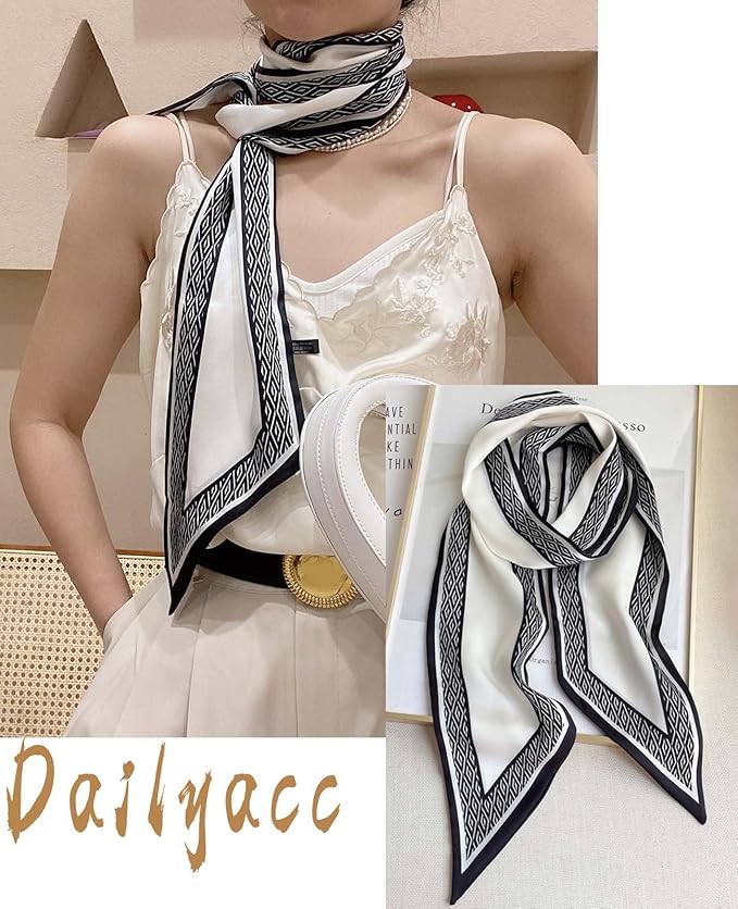 Dailyacc Hair Scarf for Women Fashion Silky Satin Headscarf Wrap Breathable Lightweight Neck Scarves For Handbag