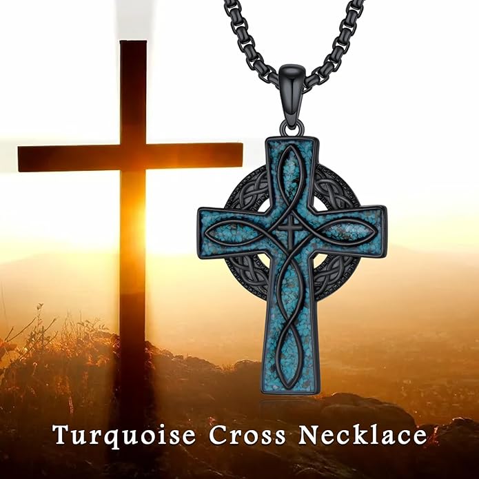 Cross Necklace for Men 925 Sterling Silver Celtic Cross Pendant Christian Jewelry Religious Christmas Gifts for Women