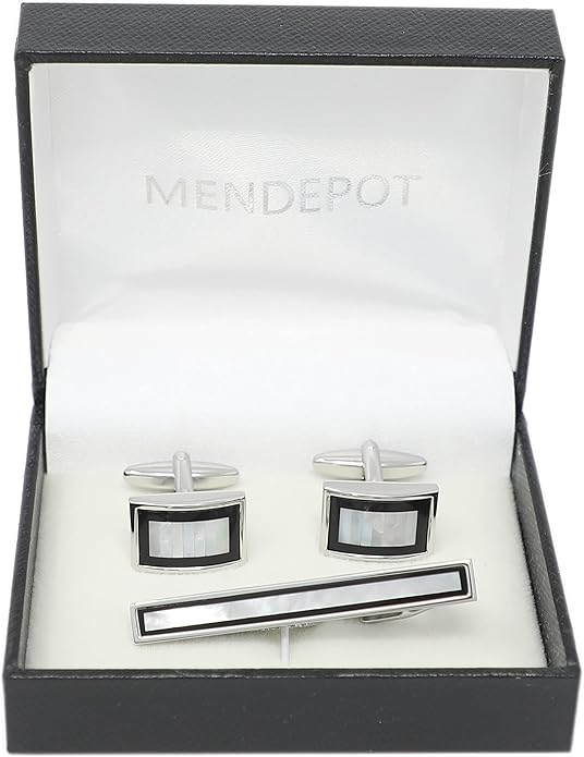 MENDEPOT Cufflinks And Tie Clip Set Men Wedding Accessory Gift Father's Day Birthday Cuff Links Tie Bar
