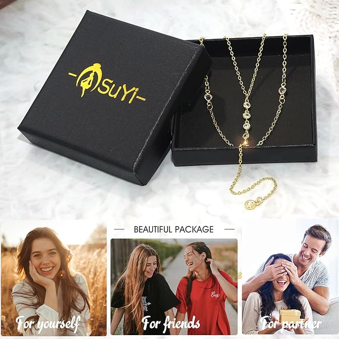 Suyi Lariat Necklace for Women Gold Dainty Long Necklace 14k Gold Plated Y-Shaped Necklaces