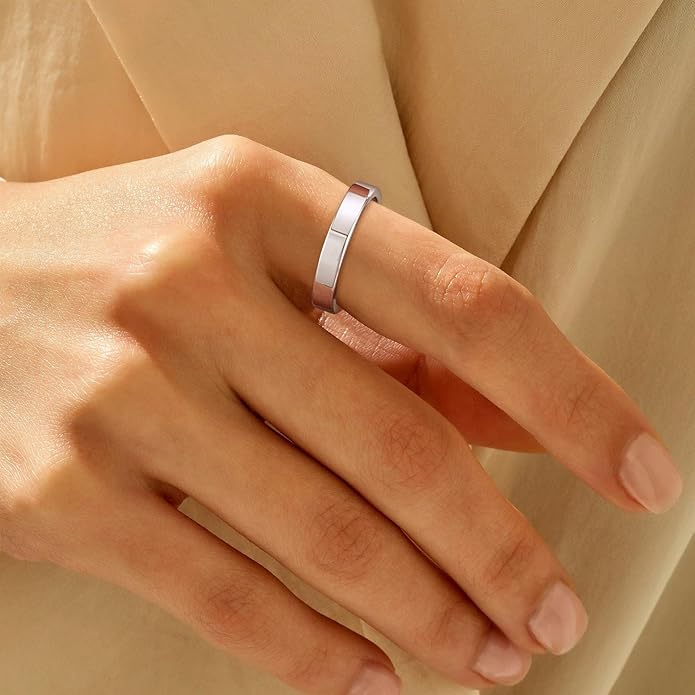 TRUMIUM 2mm 4mm 6mm Tungsten Rings for Women Men's Wedding Bands 24K Gold Plated Beveled Edges Flat High Polished Comfort Fit Size 5-14