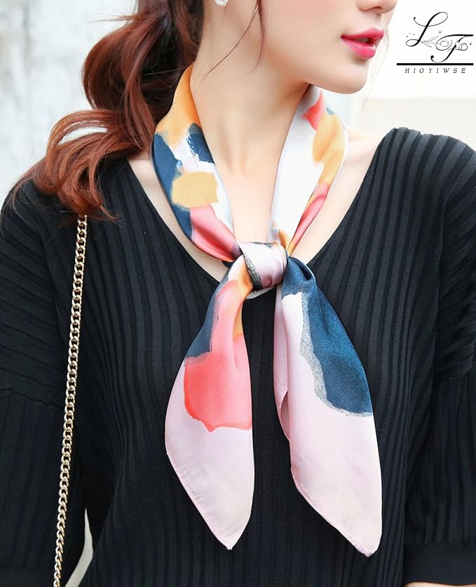 Hioyiwse Satin Bandanas Head Scarf For Women Hair Scarves Accessories Lightweight Fashion Wrap Neck Silk Sleeping Headscarf