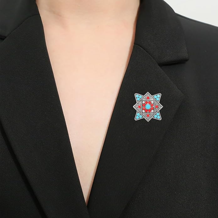 Turquoise West Cowboy Oval Tear Drop Brooch Pin for Women Retro Brooches Pins Classic Fashion Jewelry Accessories Gift