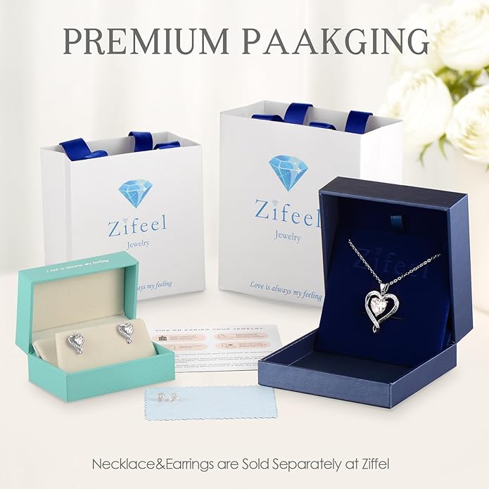 Earrings for Women, S925 Sterling Silver Rose Gold Birthstone Heart Studs Earring for Girlfriend Wife, Anniversary Birthday Christmas Valentines Mothers Day Gifts Jewelry for Women Wife Her Mom