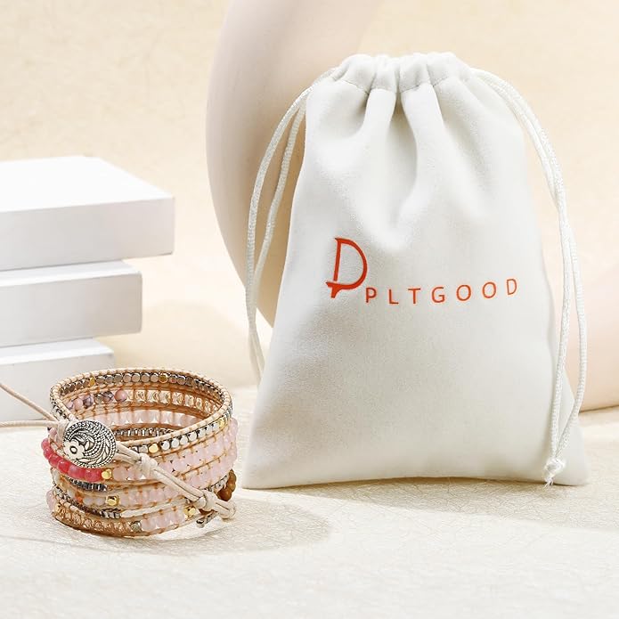 Boho 5 Wrap Bead Bracelet for Men Women - Handmade Adjustable Natural Chakras Stone Crystal Beaded Bracelets Cuff Rope Yoga Healing Bracelet Bangle Hippie Jewelry