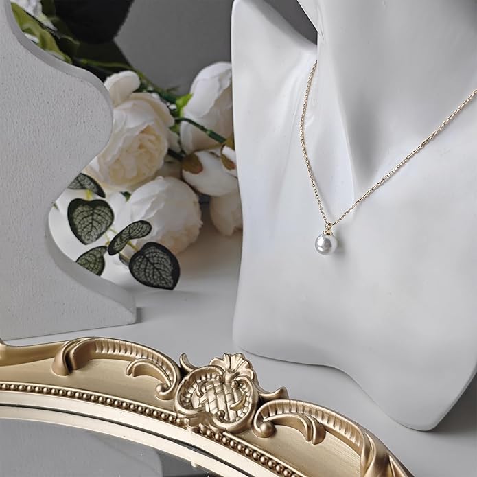 Zeffy Gold Pearl Necklace for Women, Dainty 14K Gold/Silve Plated Layered Pearl Choker Pearl Earrings Pearl Bracelets Wedding Trendy Gold Jewelry Set for Women Gifts