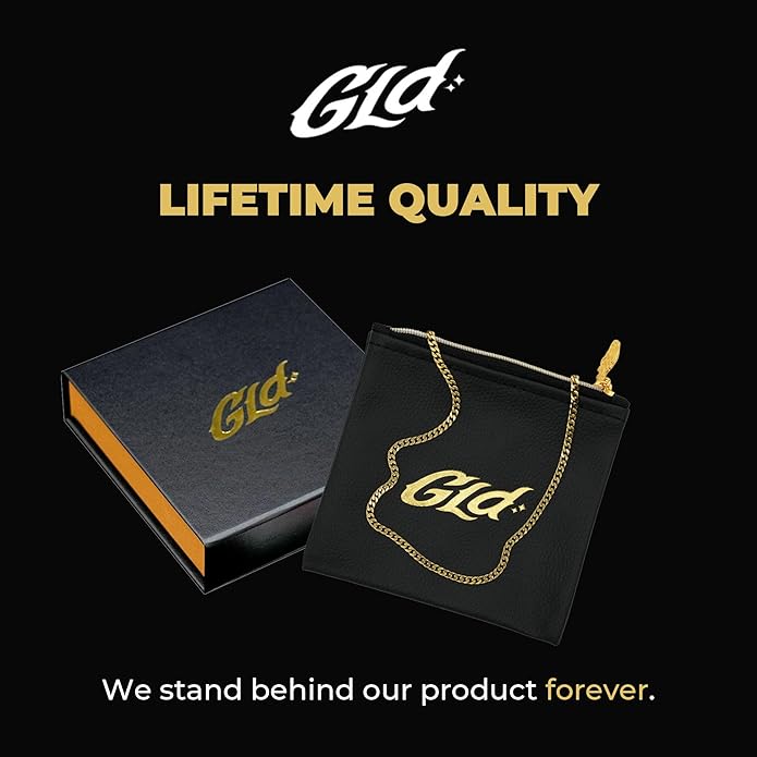 GLD Rope Chain - Gold-Plated Rope Chain with Exclusive Storage Travel Pouch - Snatch-Proof Clasp, Sweat-Proof and Fade-Resistant - Lifetime Quality, Designed in Miami