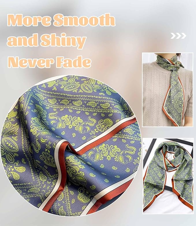 kcctoo 59" Mulberry Silk Like Head Scarf Women's Fashion Square Neck Satin Scarfs for Bag Hair Scarves Gift 59 * 5.9”
